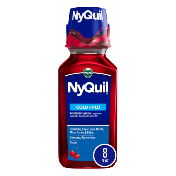 Vick's Nyquil Nighttime Cold & Flu Relief Cherry Flavor Liquid Syrup (8 fl oz)